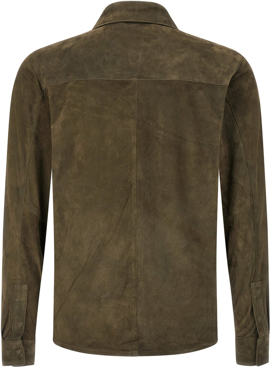 GIORGIO BRATO Bicolor Suede Leather Blouse Groen