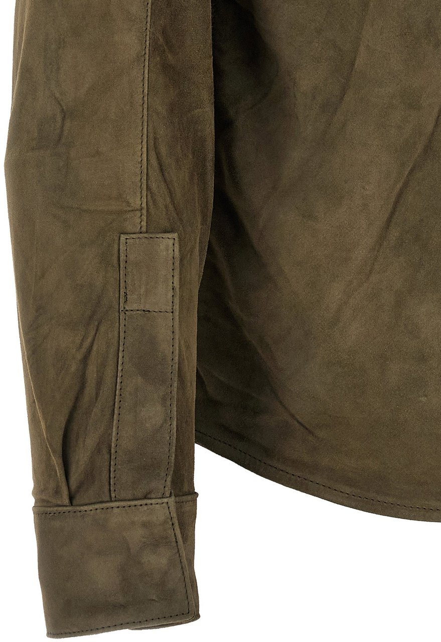 GIORGIO BRATO Bicolor Suede Leather Blouse Groen
