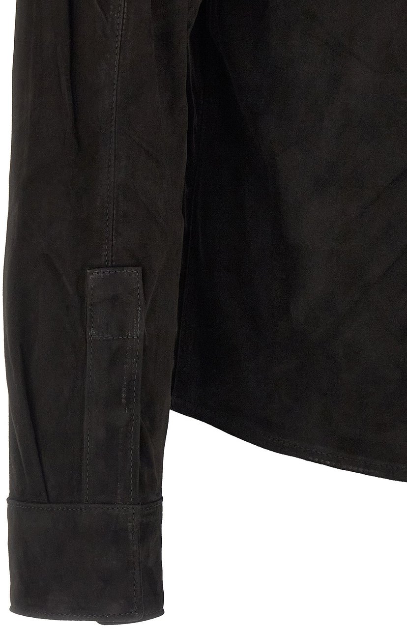 GIORGIO BRATO Black Suede Leather Blouse Zwart
