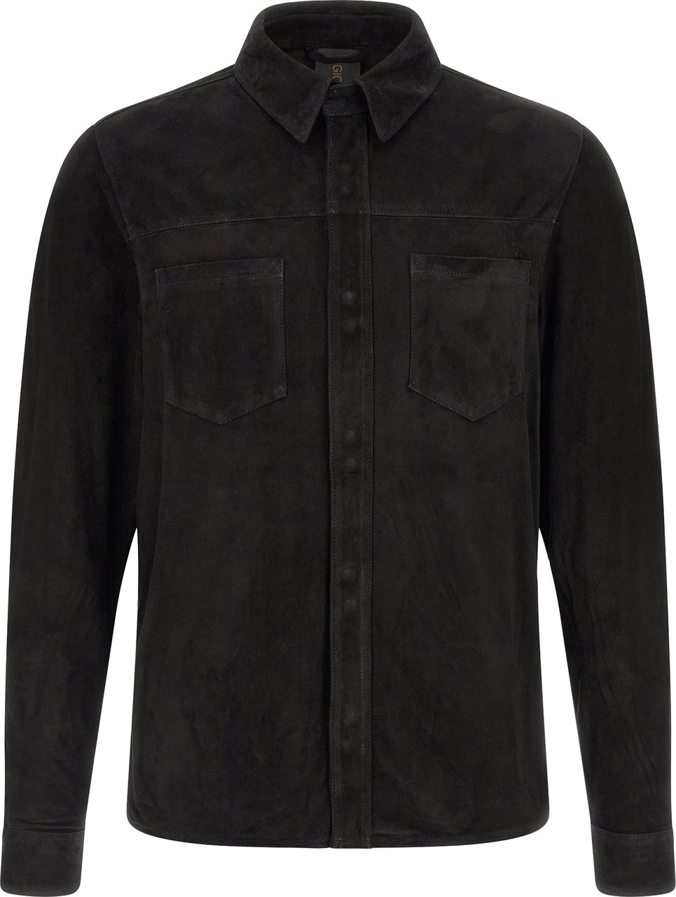 GIORGIO BRATO Black Suede Leather Blouse Zwart