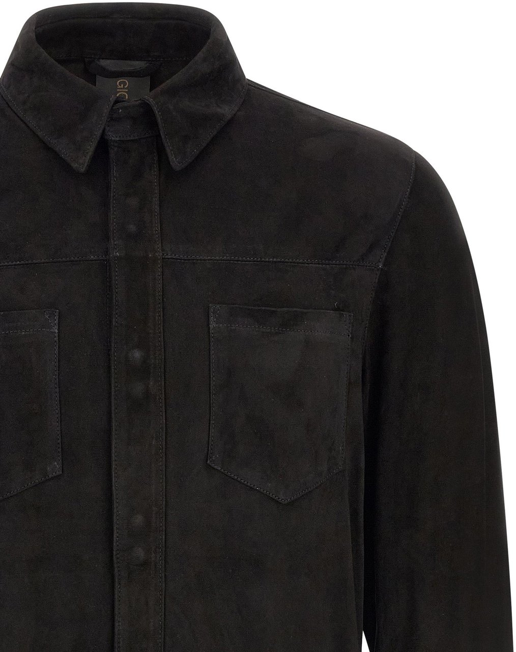 GIORGIO BRATO Black Suede Leather Blouse Zwart