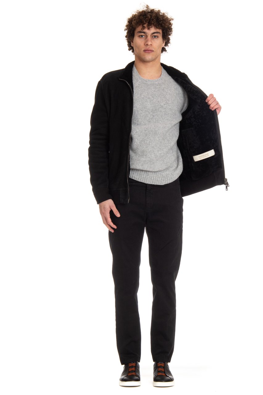 Giorgio Brato Zipped Shearling with Knit Panels Zwart