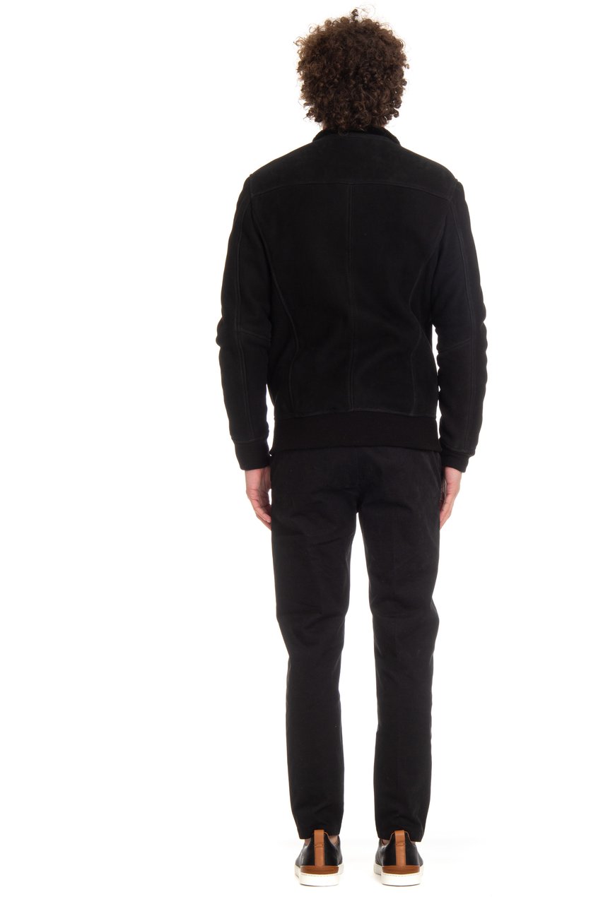Giorgio Brato Zipped Shearling with Knit Panels Zwart