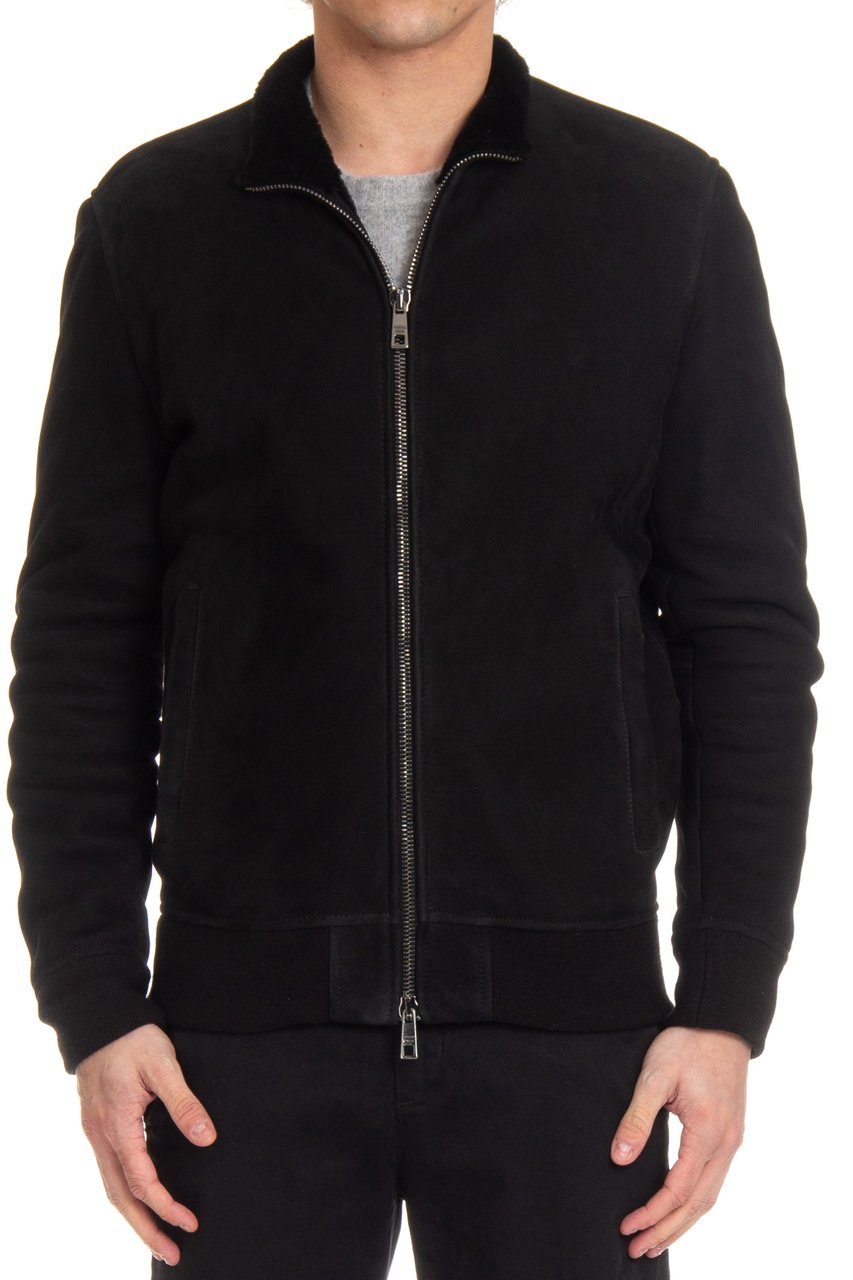 Giorgio Brato Zipped Shearling with Knit Panels Zwart