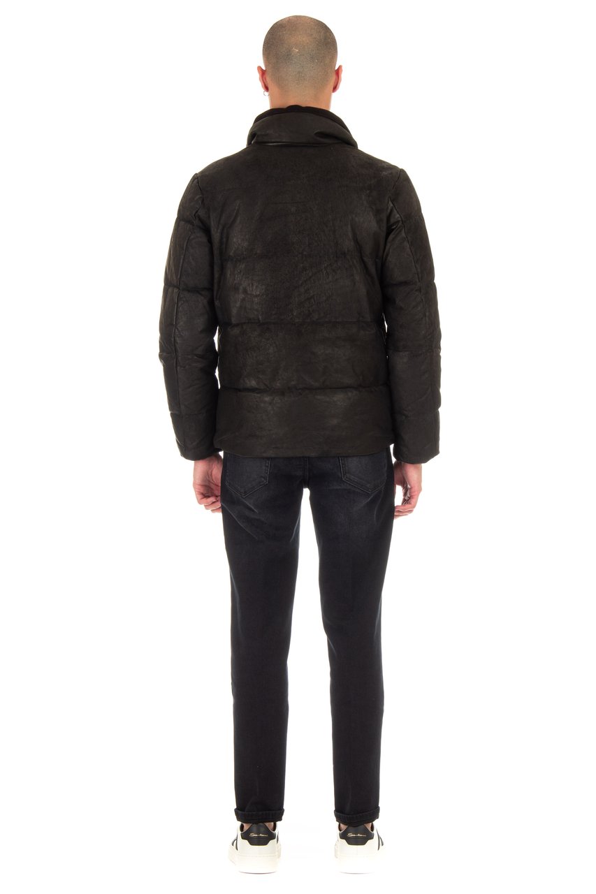 Giorgio Brato Padded Down Leather Bomber Zwart