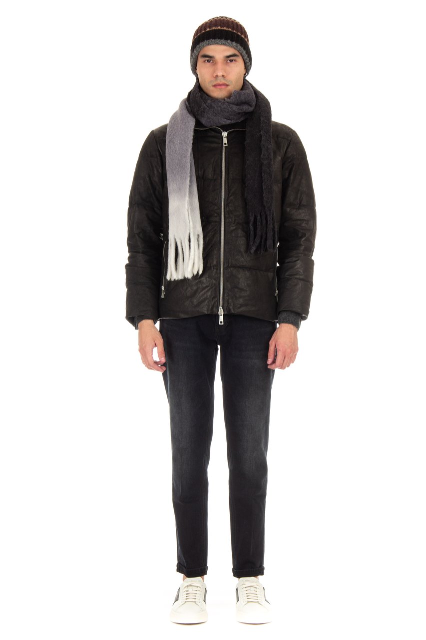 Giorgio Brato Padded Down Leather Bomber Zwart