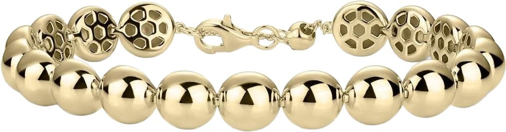 Gisser Jewels Gisser Jewels Armband B1038Y-16+4 Zilver met Geelgouden Plating Bolletjes 8mm x 16-20cm Goud