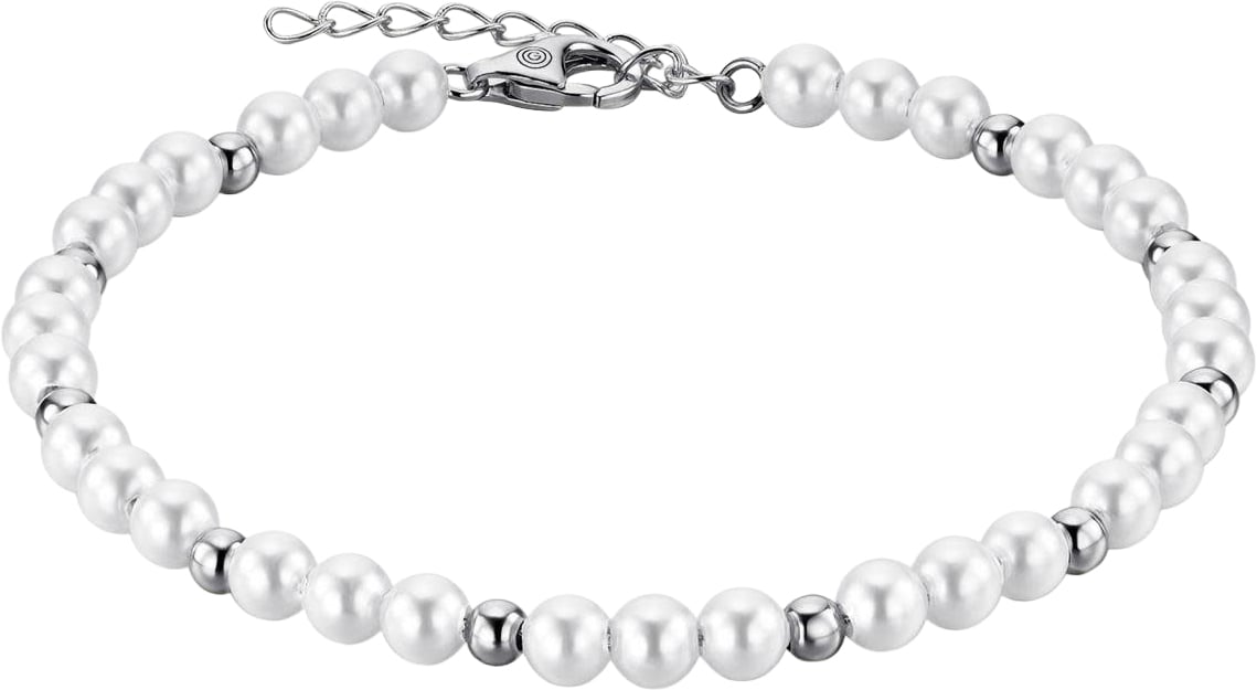 Gisser Jewels Gisser Amsterdam Armband B1055-17+3 Zilver met Parel Armband 4mm 17-20cm Wit