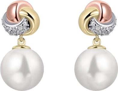 Gisser Jewels Oorbellen E1065T Zilver Tri-color met Parel Zilver