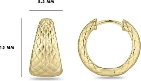 Gisser Jewels Gisser Jewels Oorbellen KC1065Y Zilver met Geelgouden Plating 8.5mm x 15mm Goud