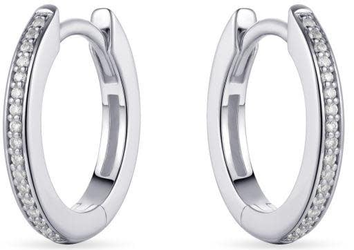 Gisser Jewels Gisser Jewels Oorringen KCD2/15 925 Zilver Gerhodineerd met Zirkonia 2mm breed 15mm doorsnede Divers