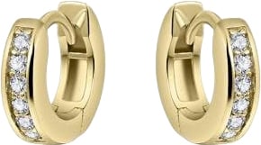 Gisser Jewels Gisser Jewels Oorringen KCD3/12Y 925 Zilver Geelgoud Plating met Zirkonia 3mm breed 12mm doorsnede Goud