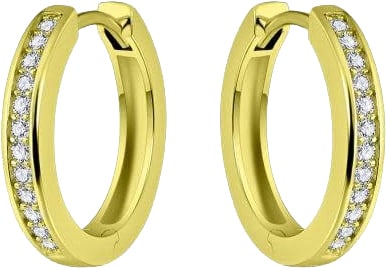 Gisser Jewels Gisser Jewels Oorringen KCD3/20Y 925 Zilver Geelgoud Plating met Zirkonia 3mm breed 20mm doorsnede Goud