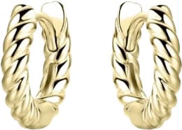 Gisser Jewels Gisser Jewels Oorringen KCJ3/13.5Y 925 Zilver met Geelgoud Plating Gedraaid 3mm breed 13.5mm doorsnede Goud