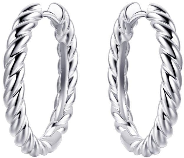 Gisser Jewels Gisser Jewels Oorringen KCJ3/22 925 Zilver Gedraaid 3mm breed 22mm doorsnede Divers