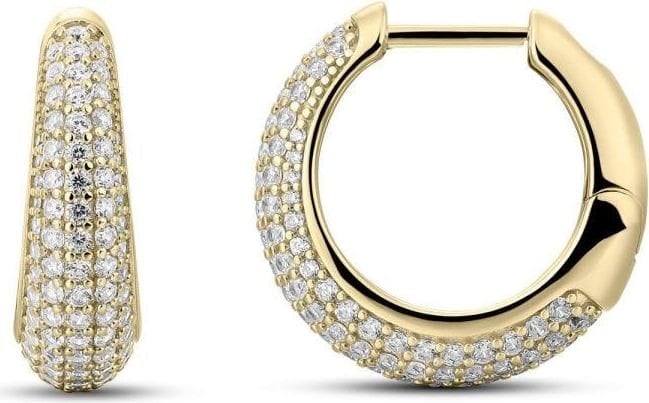 Gisser Jewels Gisser Jewels Oorbellen KCK6/18Y Zilver met Geelgouden Plating met Zirkonia 6mm x 18mm Goud