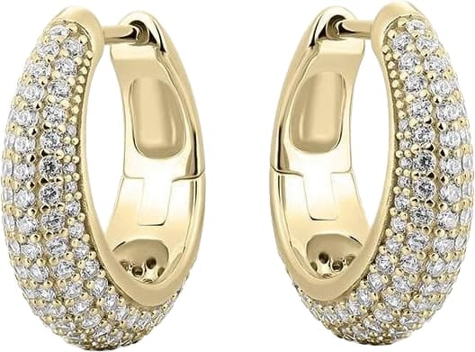 Gisser Jewels Gisser Jewels Oorbellen KCK6/18Y Zilver met Geelgouden Plating met Zirkonia 6mm x 18mm Goud