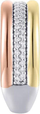 Gisser Jewels Gisser Jewels Ring R457T-58 Zilver Tri-color met Zirkonia Maat 58 Divers