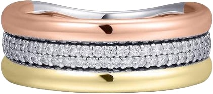 Gisser Jewels Gisser Jewels Ring R457T-58 Zilver Tri-color met Zirkonia Maat 58 Divers