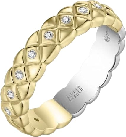 Gisser Jewels Gisser Jewels Ring R491Y-54 Zilver met Geelgouden Plating en Zirkonia 4.5mm Maat 54 Goud