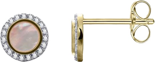 Gisser Jewels Gisser Jewels Oorbellen VGE059 14k Geelgoud met Parelmoer en Zirkonia Divers