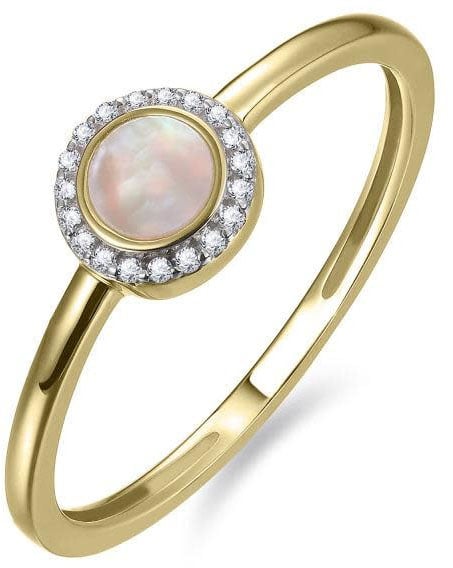 Gisser Jewels Gisser Jewels Ring VGR037-54 14k Geelgoud met Parelmoer en Zirkonia Goud