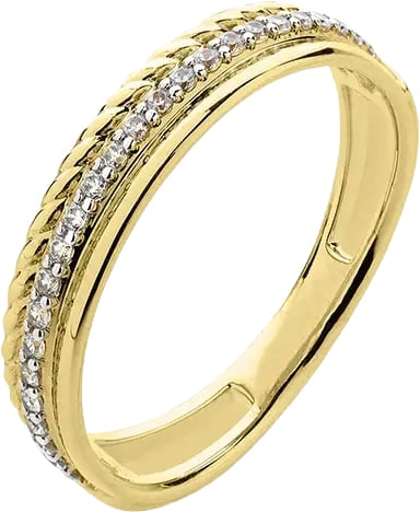 Gisser Jewels Gisser Jewels Ring VGR041-56 14k Geelgoud met Zirkonia Maat 56 Goud