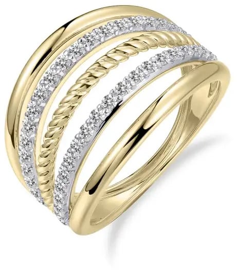 Gisser Jewels Gisser Jewels Ring VGR048-54 14k Geelgoud met Zirkonia Maat 54 Goud