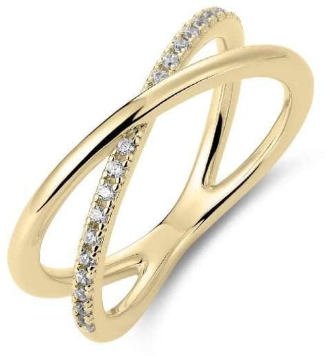 Gisser Jewels Gisser Jewels Ring VGR063-56 14k Geelgoud Cross met Zirkonia Maat 56 Goud