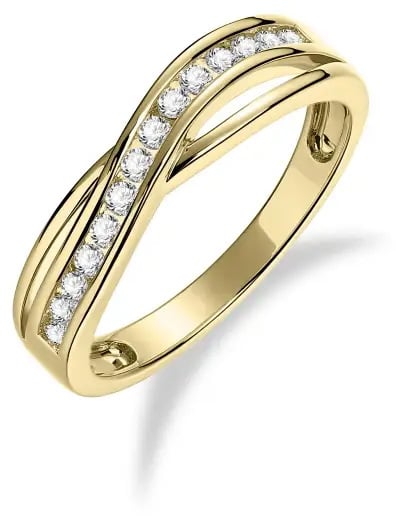 Gisser Jewels Gisser Jewels Ring VGR101-54 14k Geelgoud met Zirkonia Maat 54 Goud