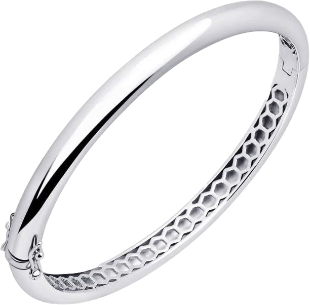 Gisser Jewels Gisser Jewels Bangle SBA6 925 Zilver Half Bol Gerhodineerd 6mm breed Maat 60 Zilver