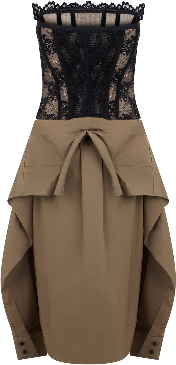 Giuseppe Di Morabito Mini dress in cotton with lace Beige