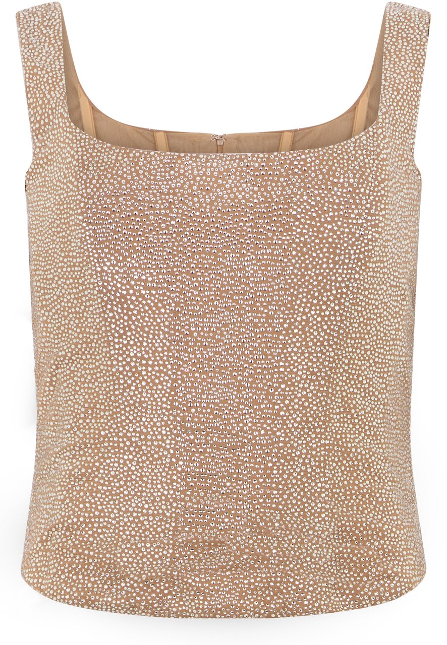 Giuseppe Di Morabito Sleeveless top with crystals Beige
