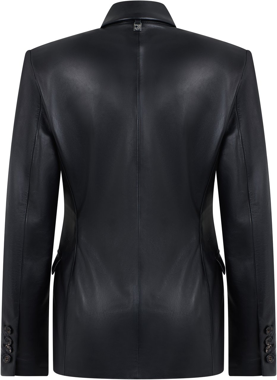 Giuseppe Di Morabito Double-breasted blazer in leather Zwart