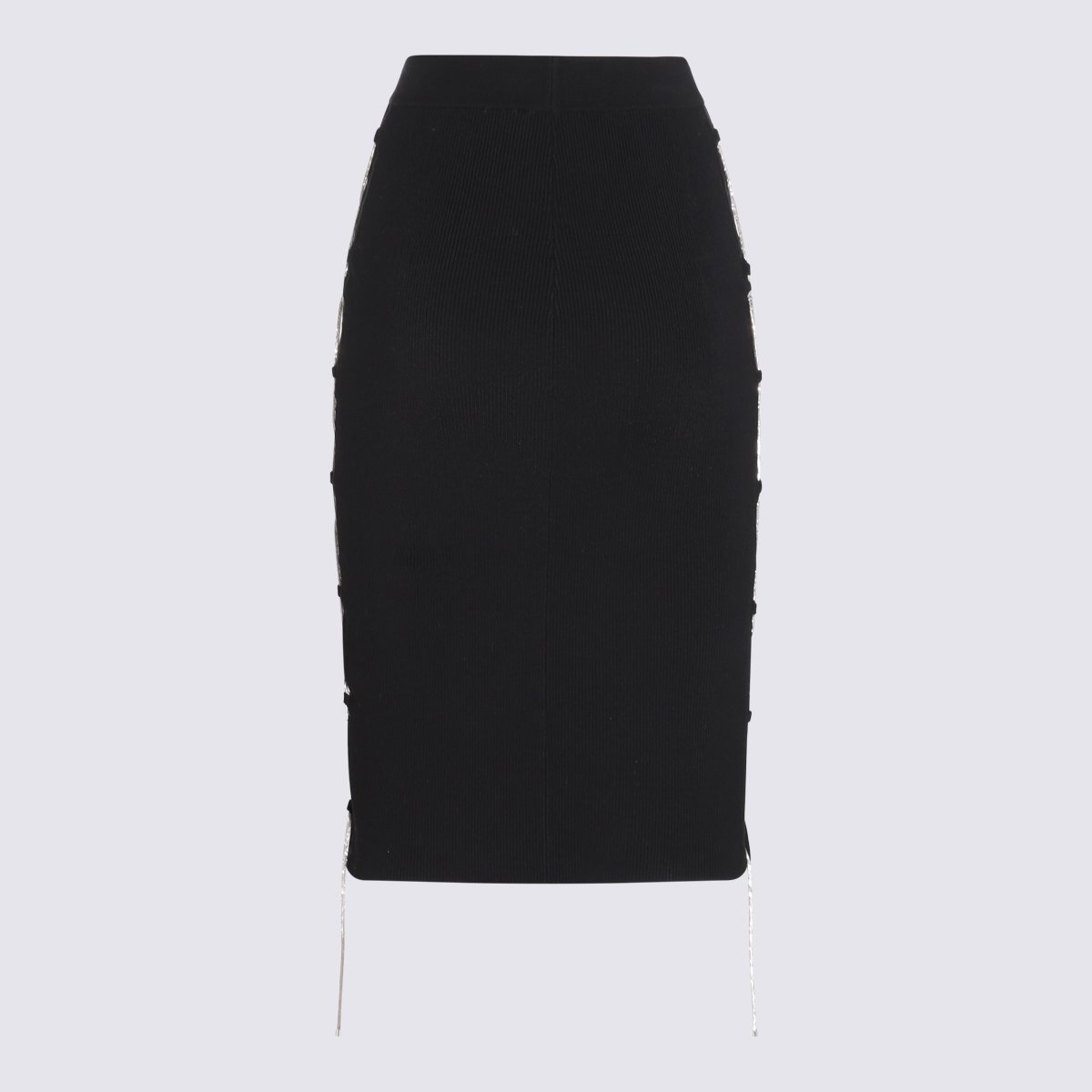 Giuseppe Di Morabito Fitted Black Pencil Skirt with Lace-Up Detail Zwart