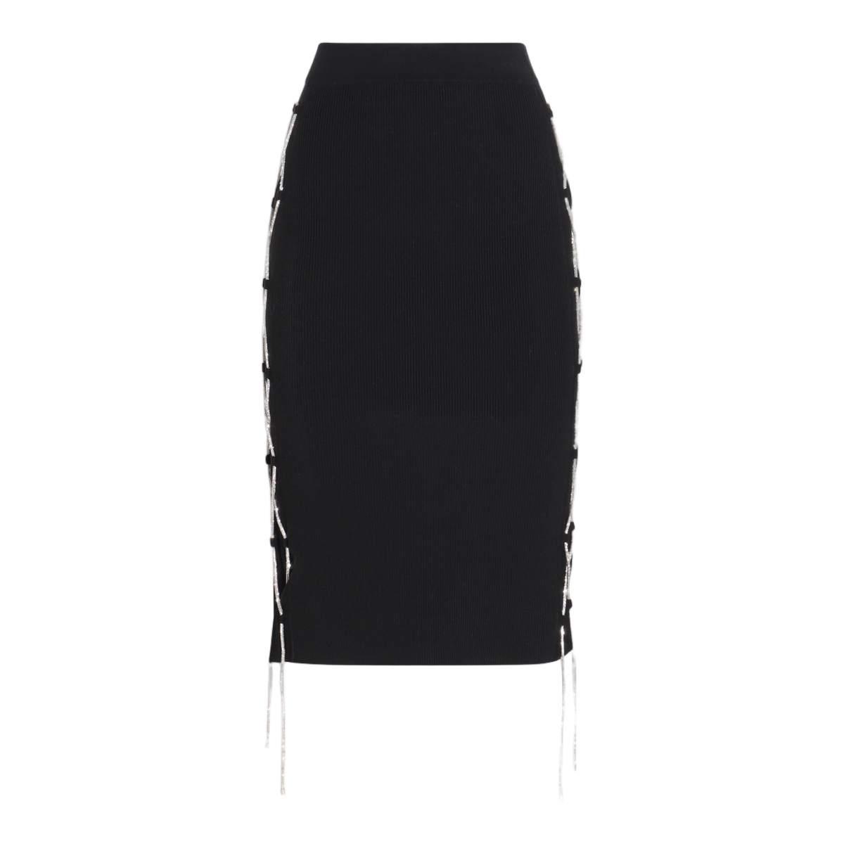 Giuseppe Di Morabito Fitted Black Pencil Skirt with Lace-Up Detail Zwart