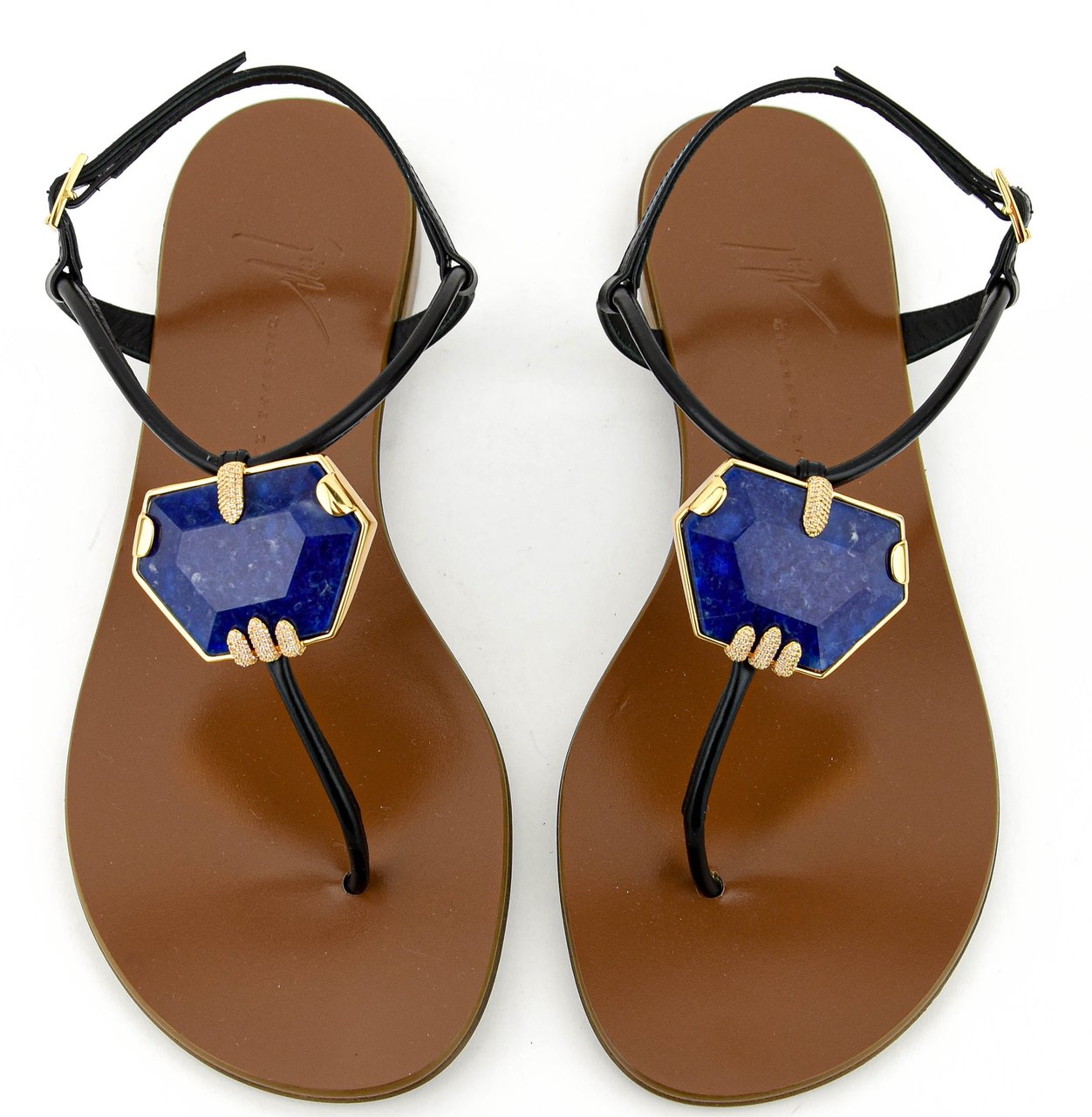 Giuseppe Zanotti Ganass Flat Nero/cobalt Zwart