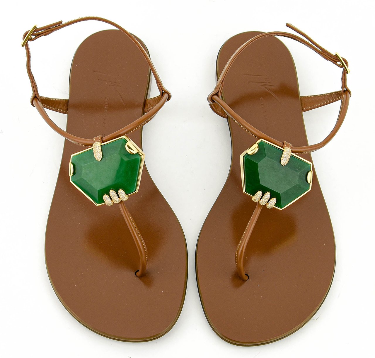 Giuseppe Zanotti Ganass Flat Tan/green Bruin