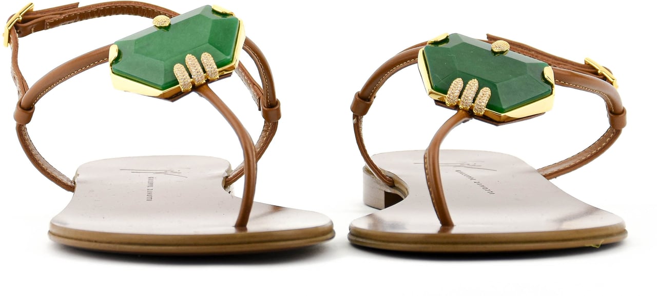 Giuseppe Zanotti Ganass Flat Tan/green Bruin
