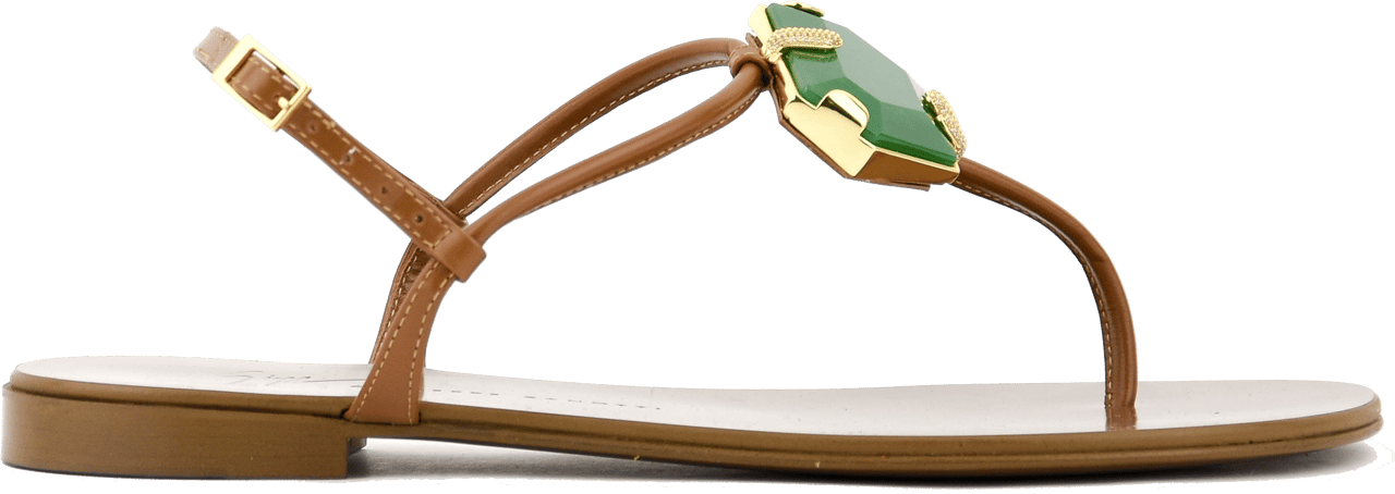 Giuseppe Zanotti Ganass Flat Tan/green Bruin