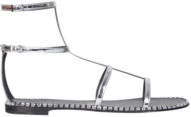 Giuseppe Zanotti FLAT GLADIATOR SANDALS Zilver