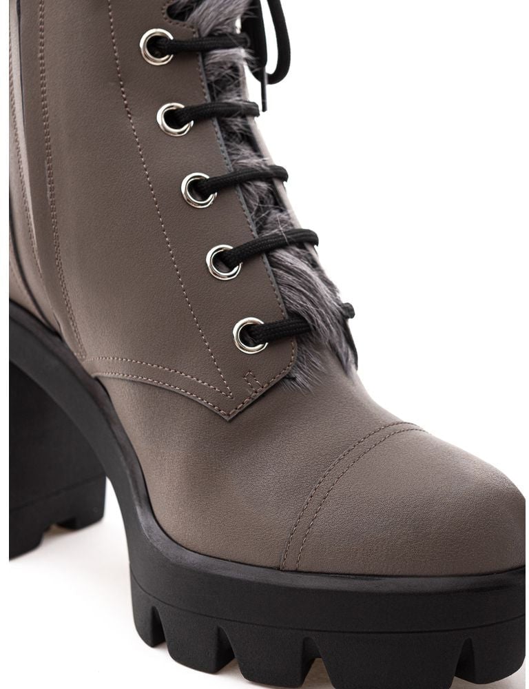 Giuseppe Zanotti Beige Eco Leather Lace-Up Boots Beige