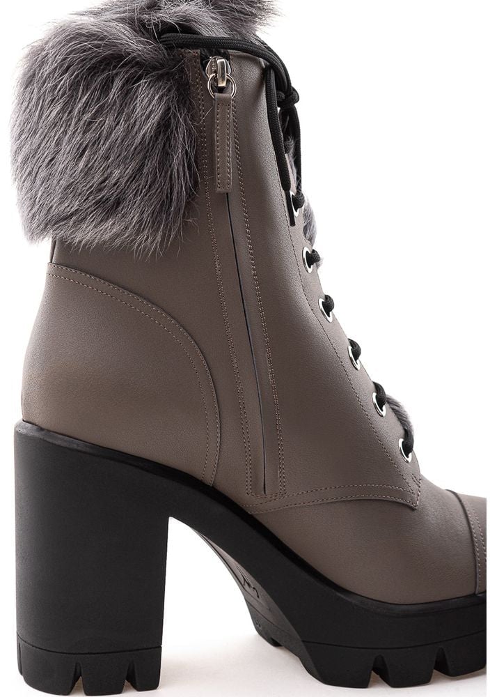 Giuseppe Zanotti Beige Eco Leather Lace-Up Boots Beige
