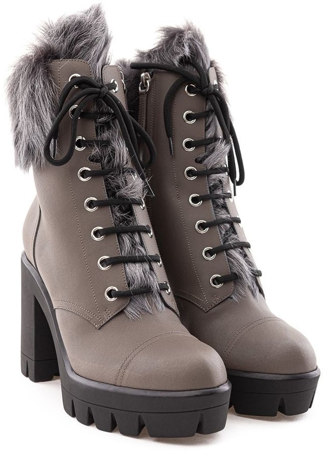 Giuseppe Zanotti Beige Eco Leather Lace-Up Boots Beige