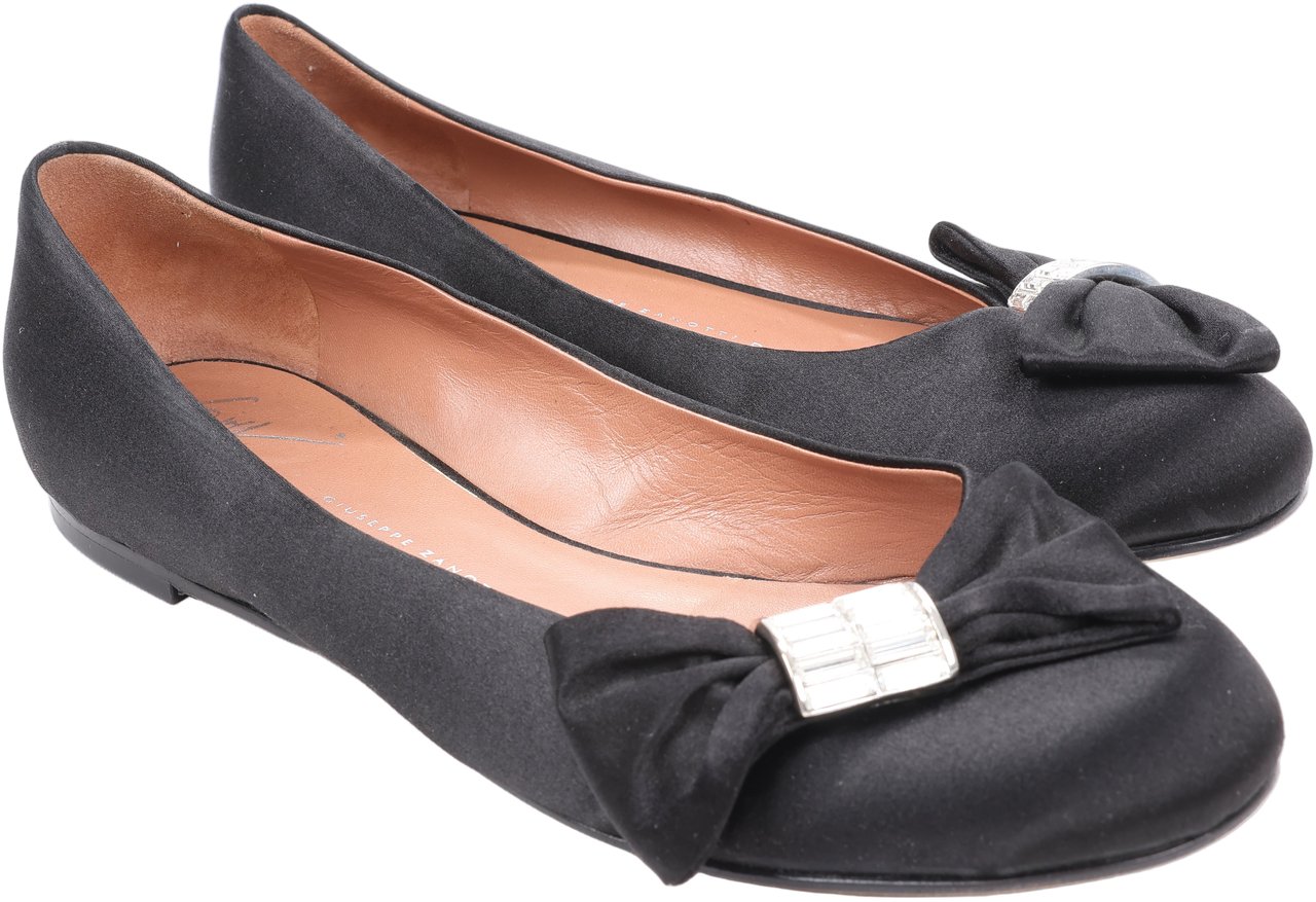 Giuseppe Zanotti Giuseppe Zanotti Black Ballet Flats with Bow in Size 37 EU Zwart