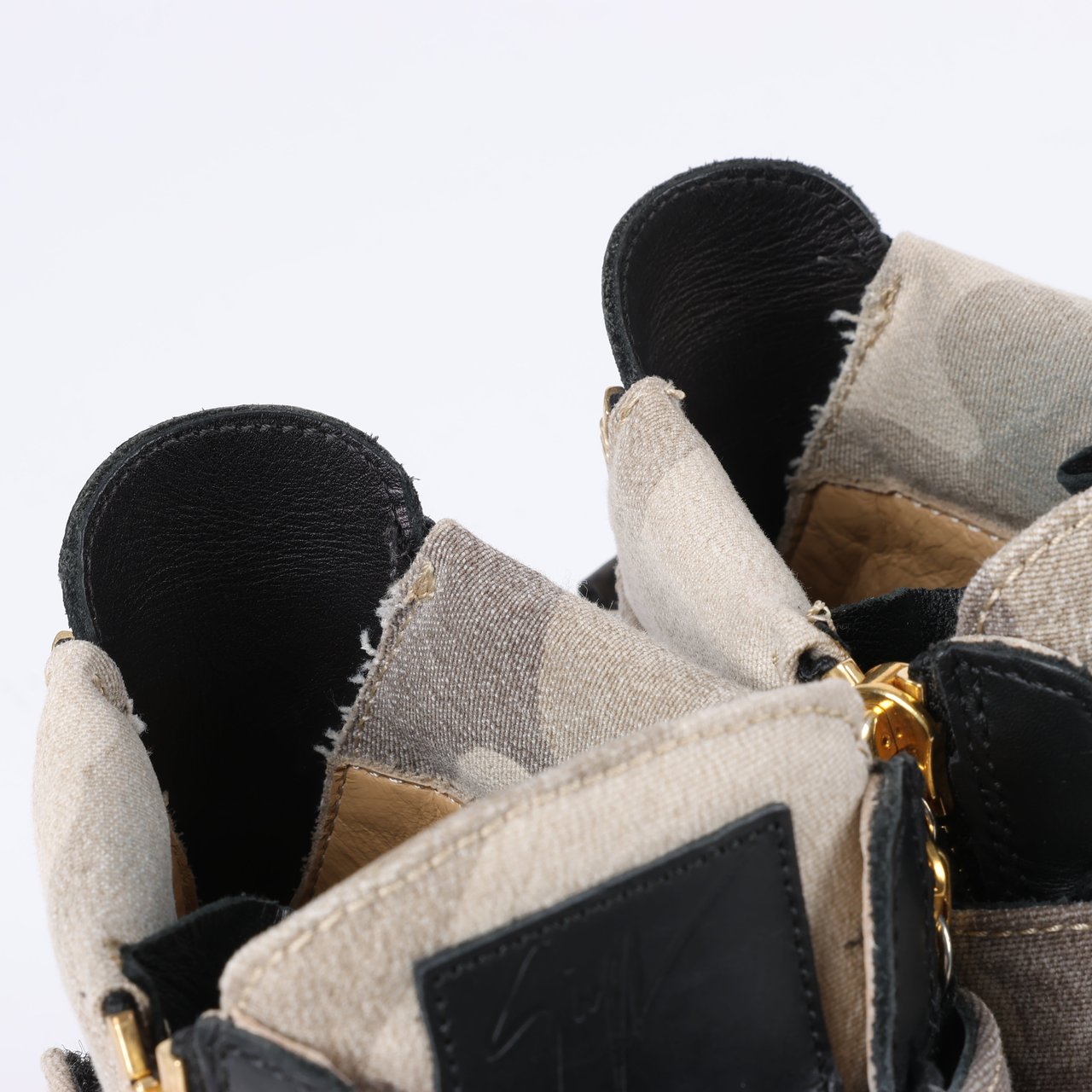 Giuseppe Zanotti Giuseppe Zanotti High-top Sneakers Camouflage x Leather in Black, Size 40 EU Zwart