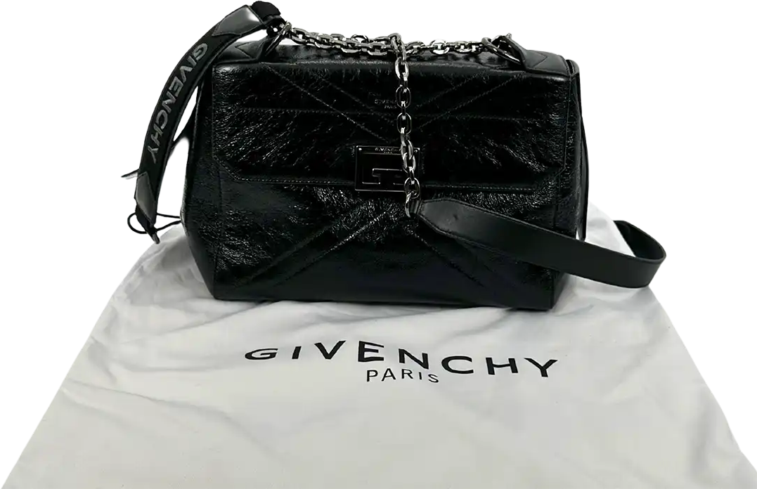 Givenchy Givenchy ID Flap Stachel Bag Medium Calfskin Black / Very Good Zwart