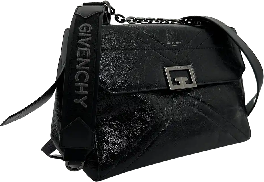 Givenchy Givenchy ID Flap Stachel Bag Medium Calfskin Black / Very Good Zwart