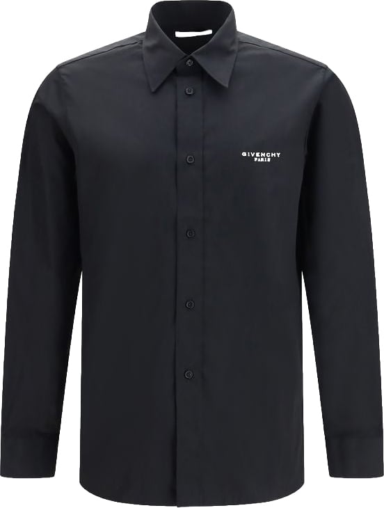 Givenchy Black Long Sleeve Button-Up Pointed Collar Shirt Zwart