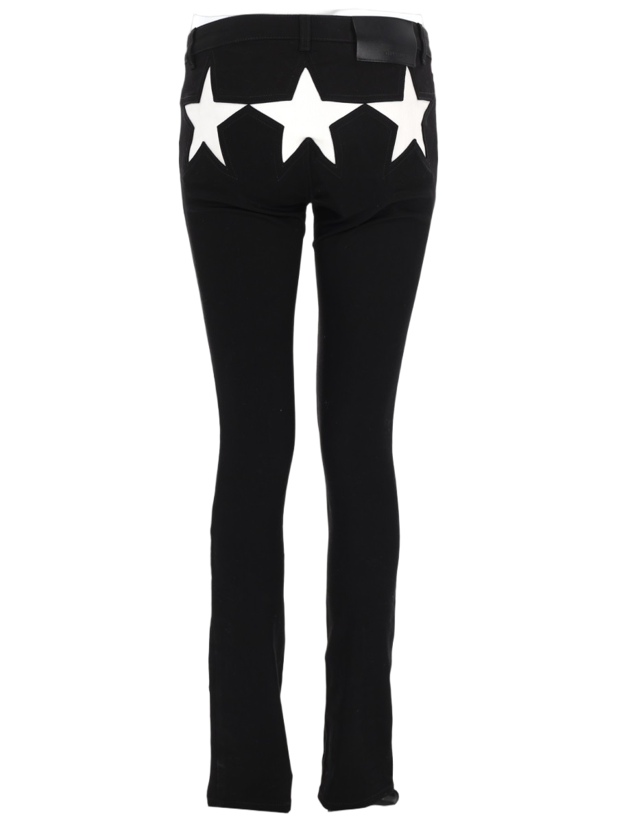 Givenchy Black Star Applique Cotton Jeans Zwart